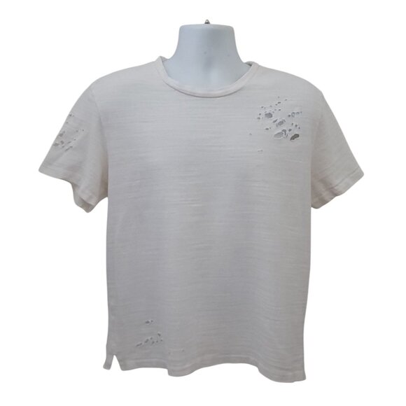 AllSaints ARCHIE Oversized Distressed White Cotton Crewneck Short Sleeve Tee XS - Picture 1 of 9